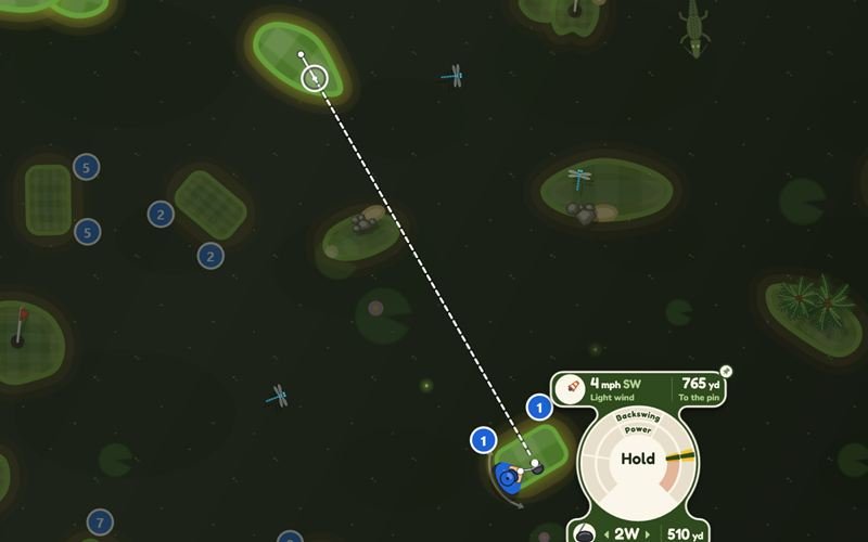 A hole on the Swamp backdrop, with the swing console