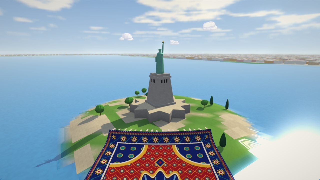 The Statue of Liberty on her island in New York Harbor